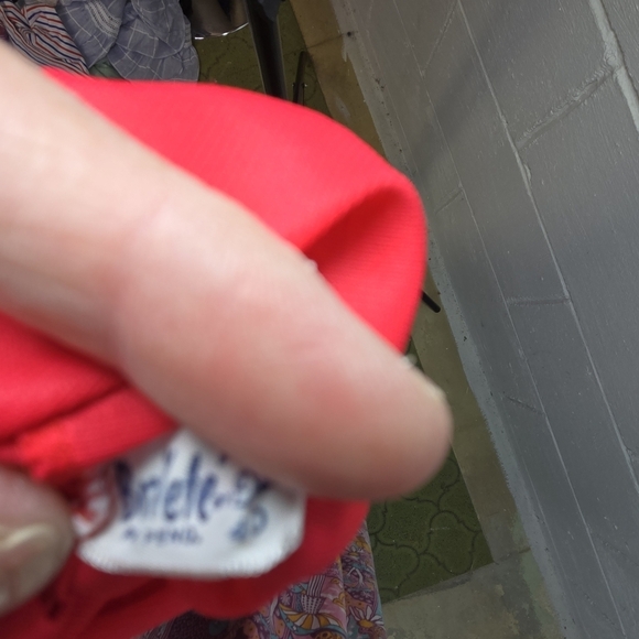 Vtg 50s 60s Cherry Red Nylon Lace Full Slip Dress 40 - Picture 4 of 9